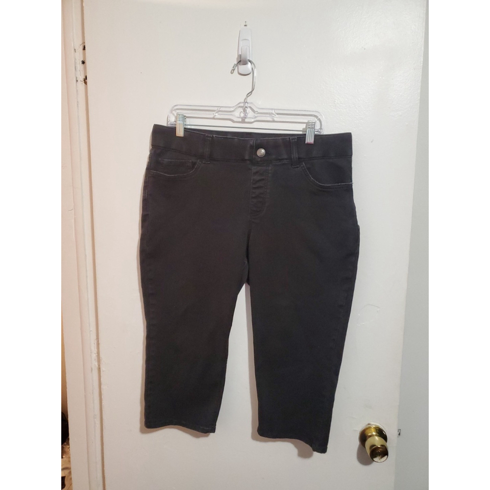 Women's Rider's By Lee Capri Pants Soft Stretch Black Size 14 M